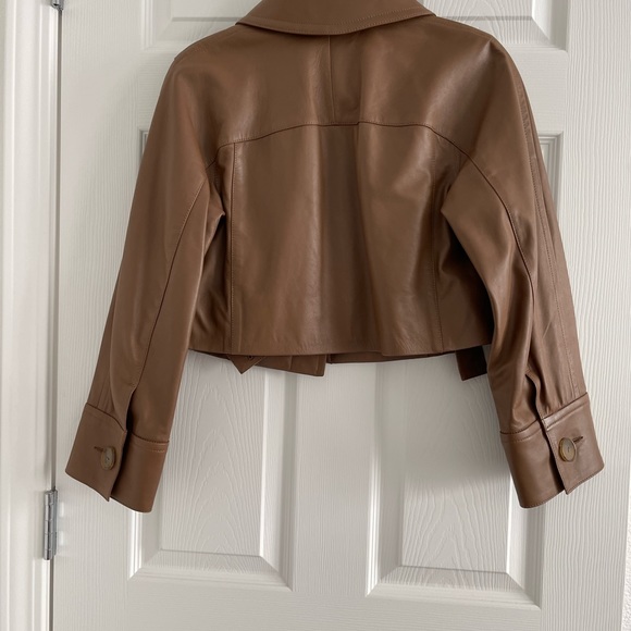 VINCE Women’s Leather Cropped Jacket, Color Brown, Size XXS - Picture 9 of 10